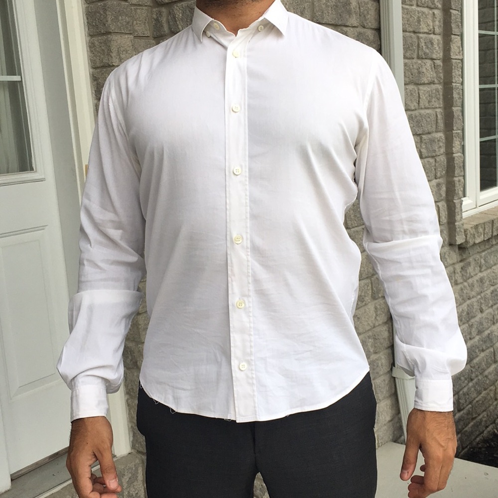 Prada White Slim Fit Collar Shirt